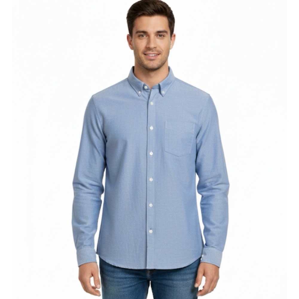 GEORGE Cotton Blue Button Down Shirt, Men’s XL, Blue